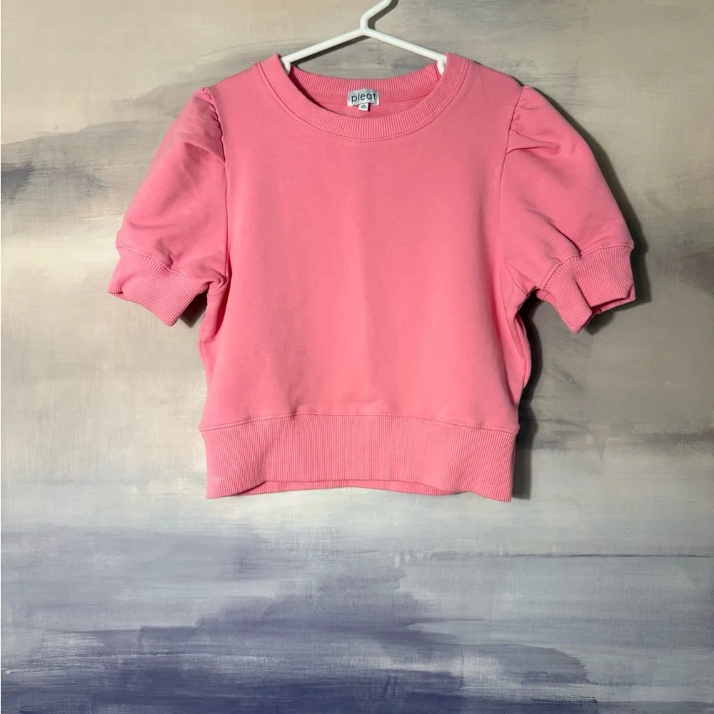 Girls Pink Puff Short Sleeve‎ Sweatshirt Top